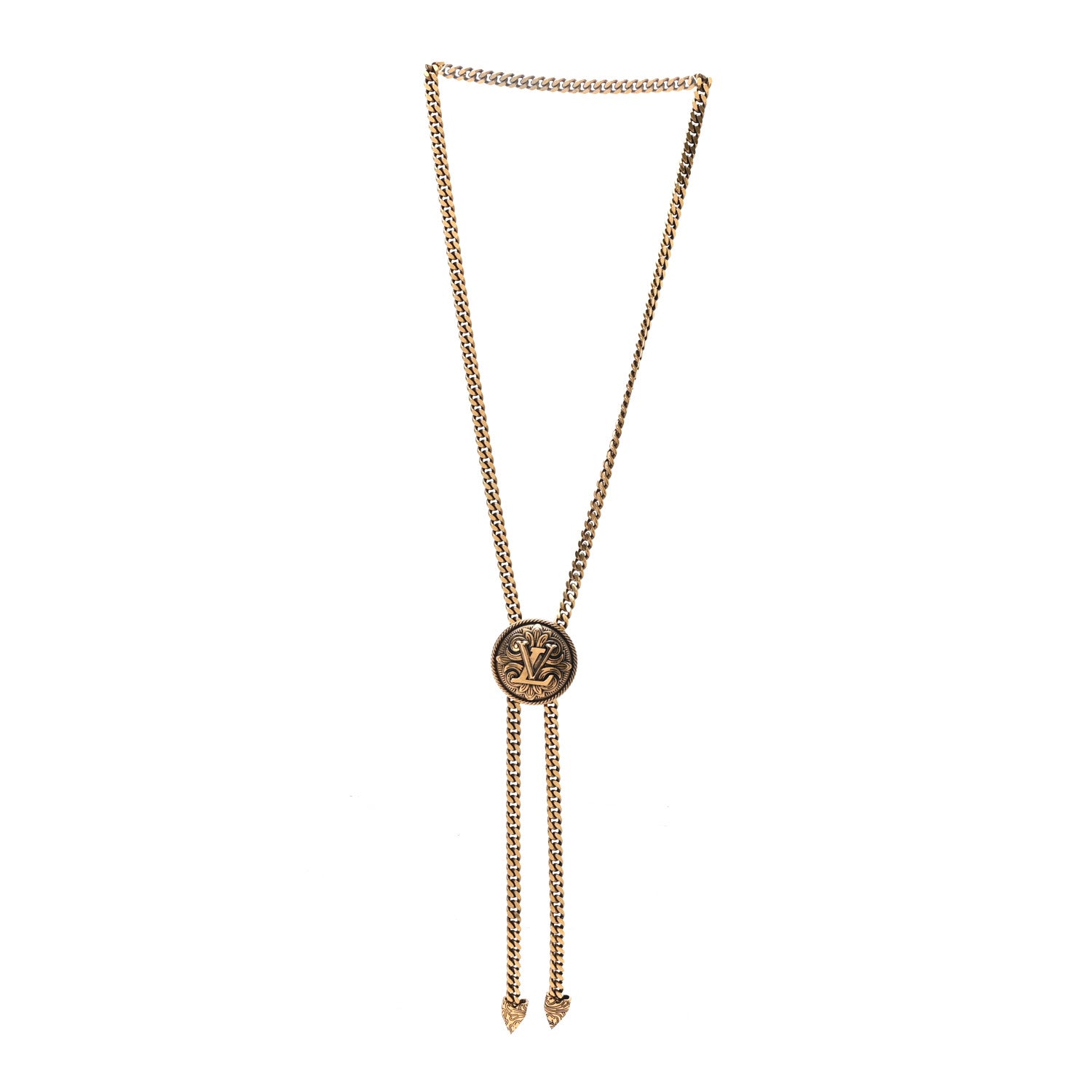 Louis Vuitton Metal LV Bolo Tie Gold 3 of 5