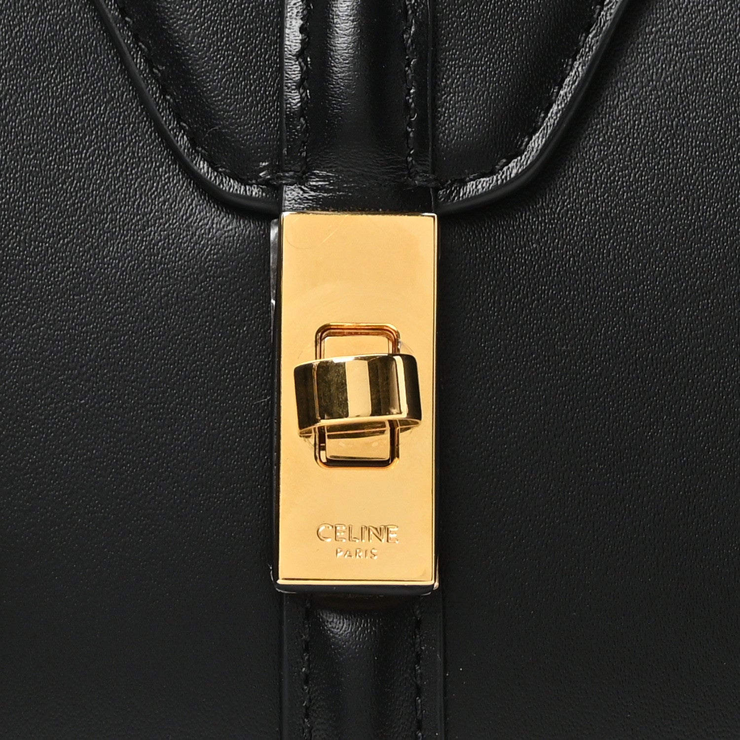 Celine Satinated Calfskin Mini 16 Top Handle Bag Black 14 of 19