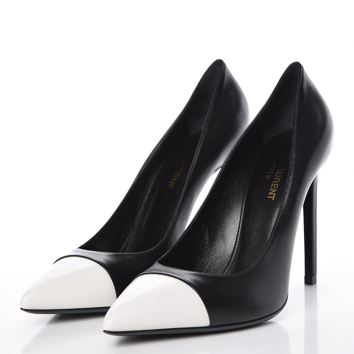 Calfskin Bi-Color Cap Toe 105 Pumps 38.5 Black Porcellana