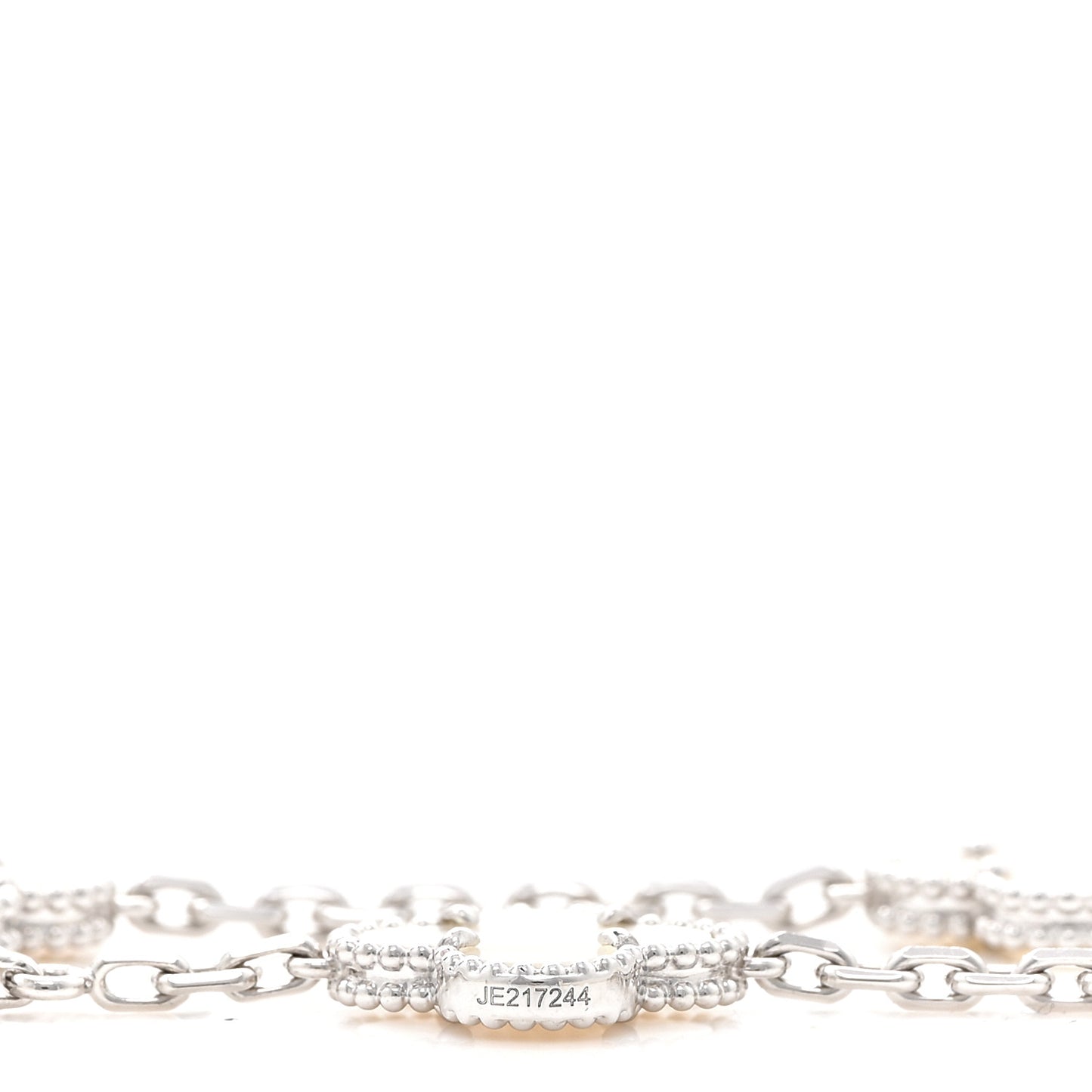 18K White Gold Mother of Pearl 10 Motifs Vintage Alhambra Necklace