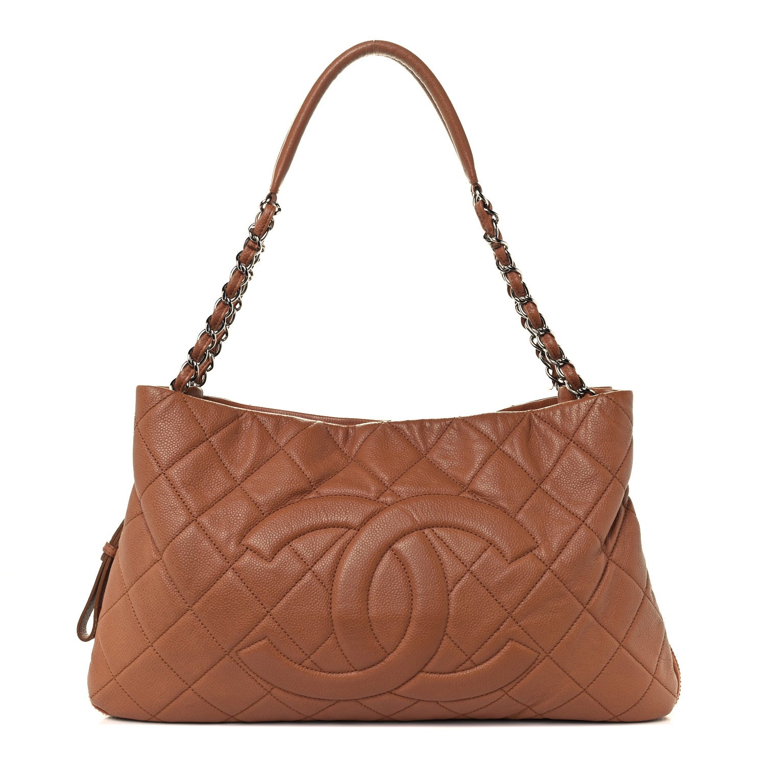 Chanel Caviar Quilted Expandable Zip Shoulder Bag Brown 1 of 11