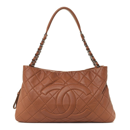 Chanel Caviar Quilted Expandable Zip Shoulder Bag Brown 1 of 11