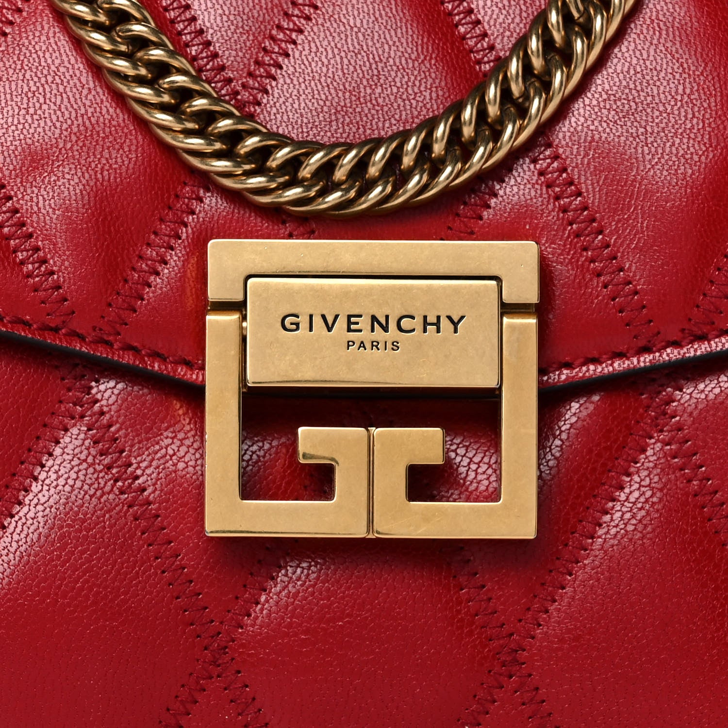 Givenchy Goatskin Quilted Small GV3 Shoulder Bag Vermilion 7 of 13