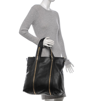 Tom Ford Pebbled Calfskin Medium Amber Zip Tote Black 2 of 6