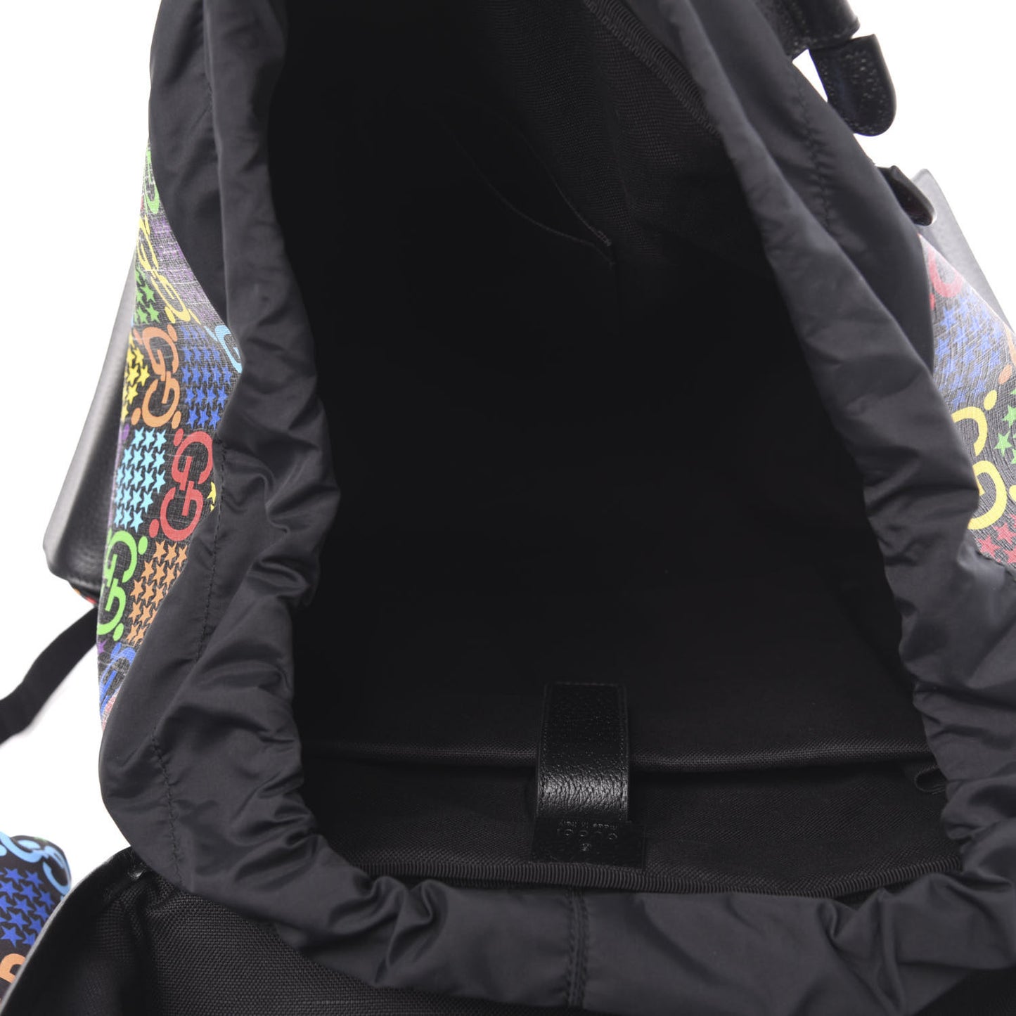 GG Supreme Monogram Psychedelic Large Double Buckle Backpack Black Multicolor