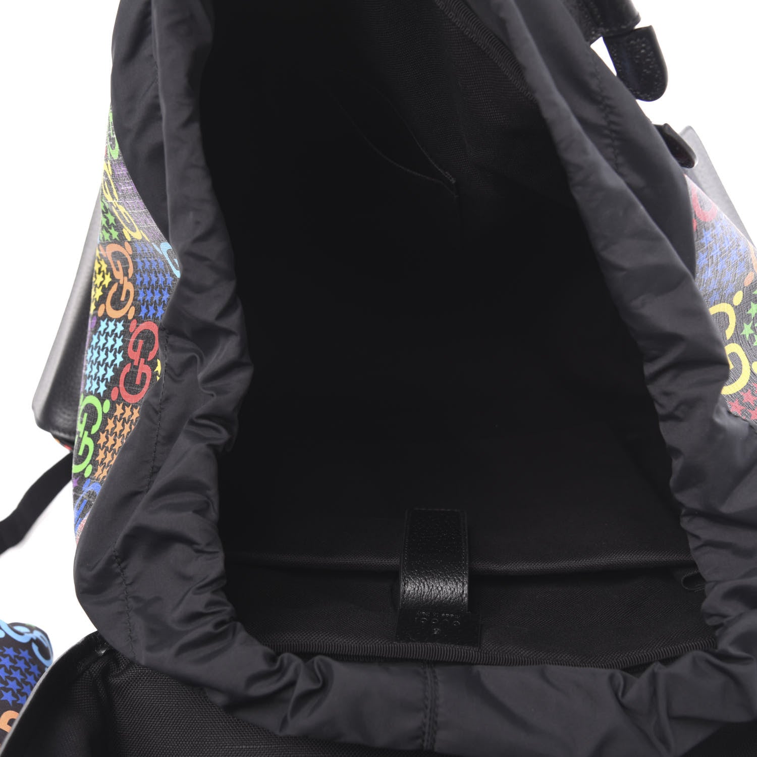 Gucci GG Supreme Monogram Psychedelic Large Double Buckle Backpack Black Multicolor 4 of 9