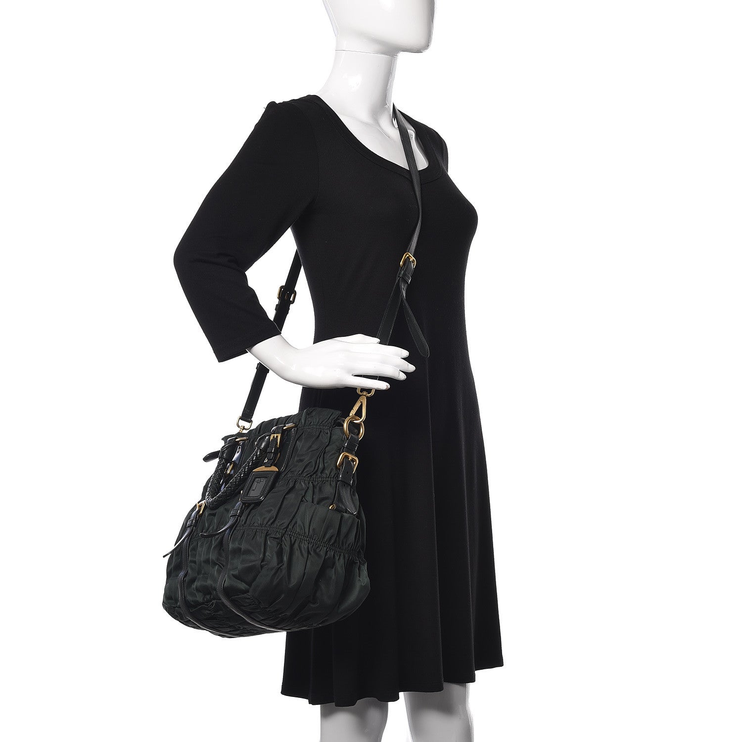 Prada Tessuto Nylon Dressy Gaufre Tote Military Green 2 of 12