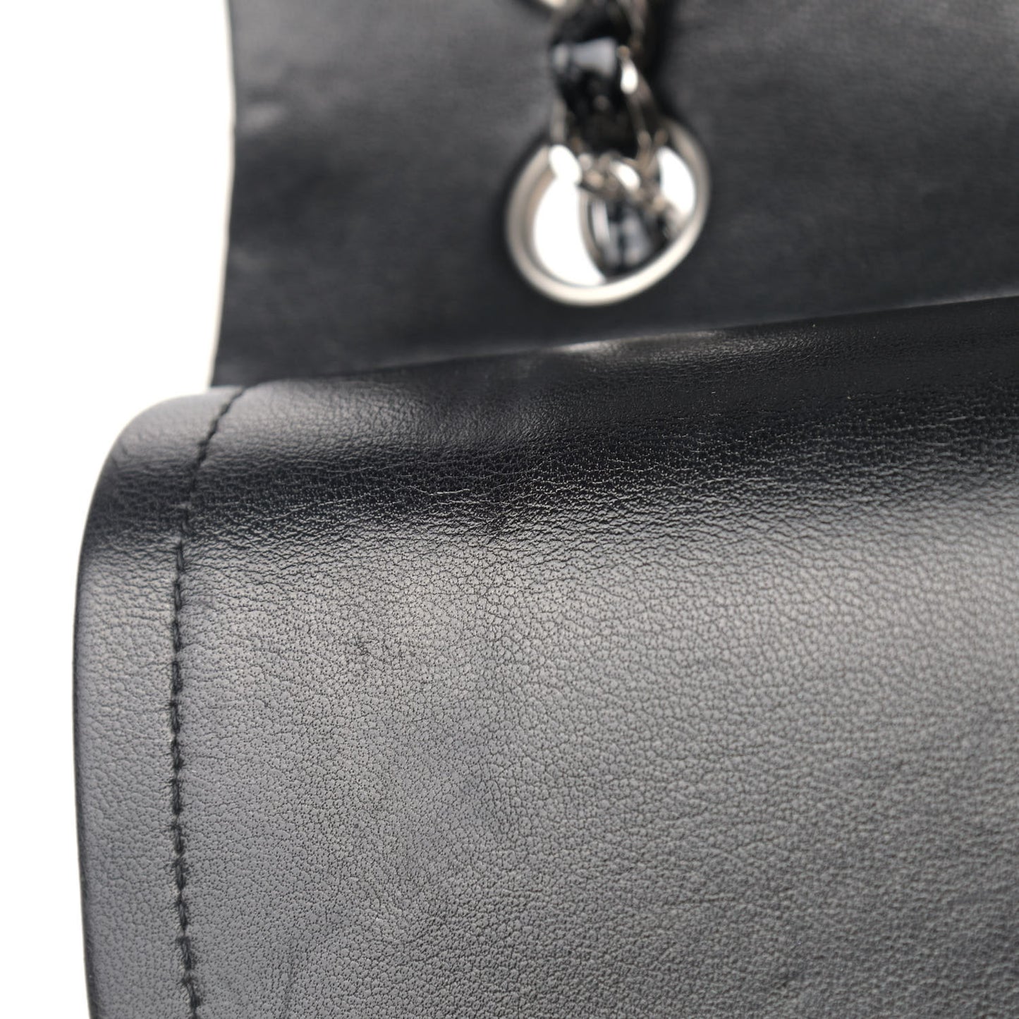 Patent Quilted Medium Double Flap Black