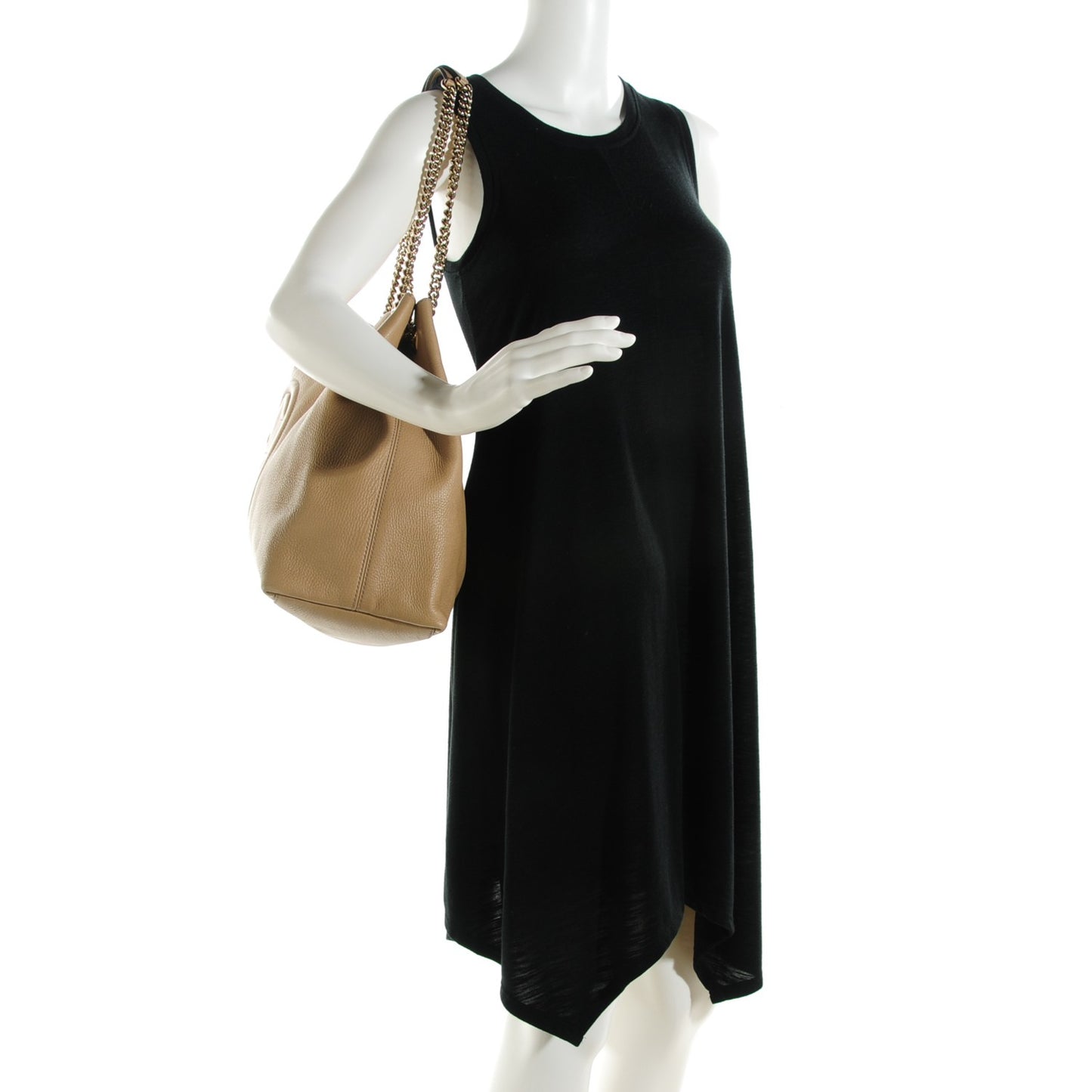 Pebbled Calfskin Large Soho Chain Shoulder Bag Cream