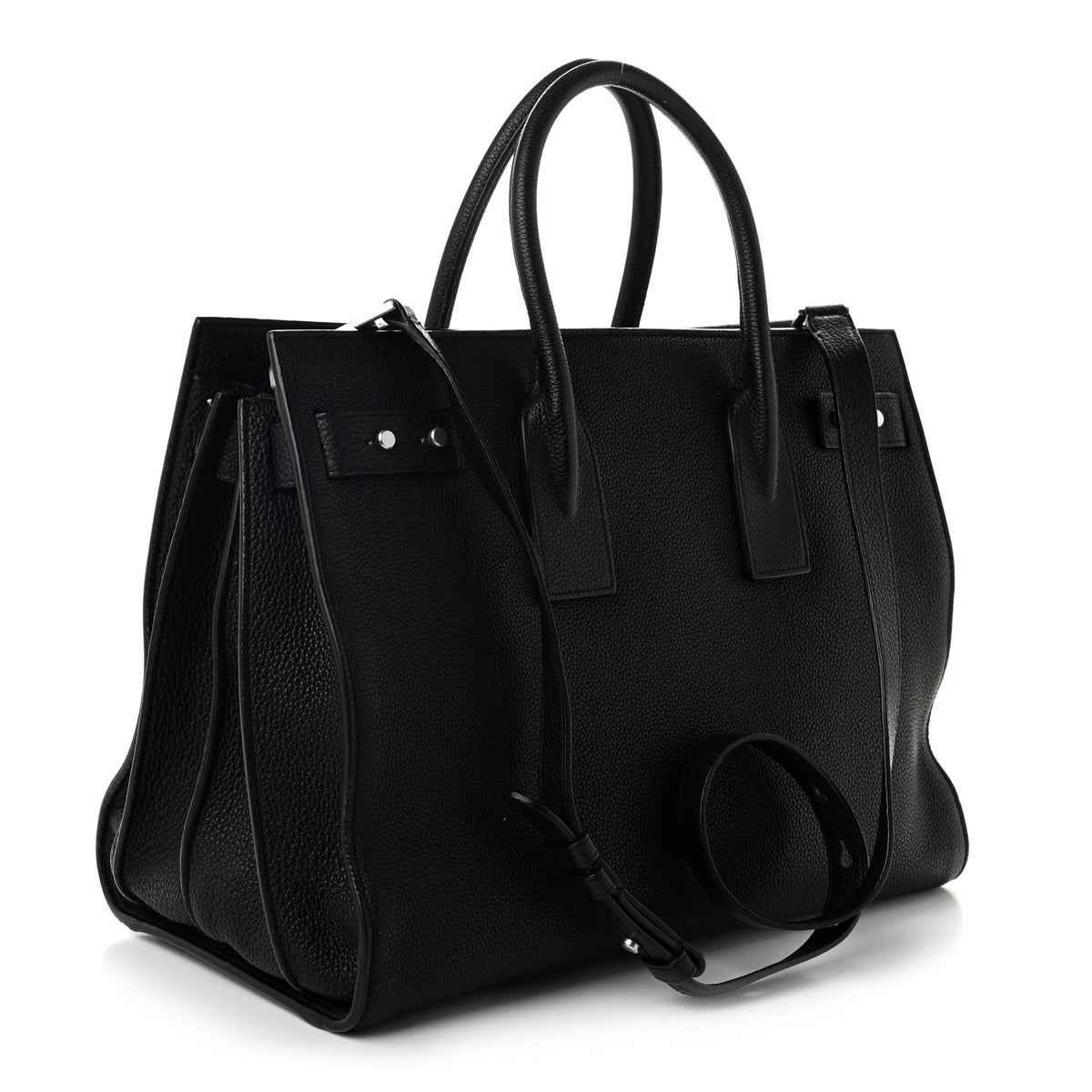 Grained Calfskin Medium Souple Sac De Jour Black