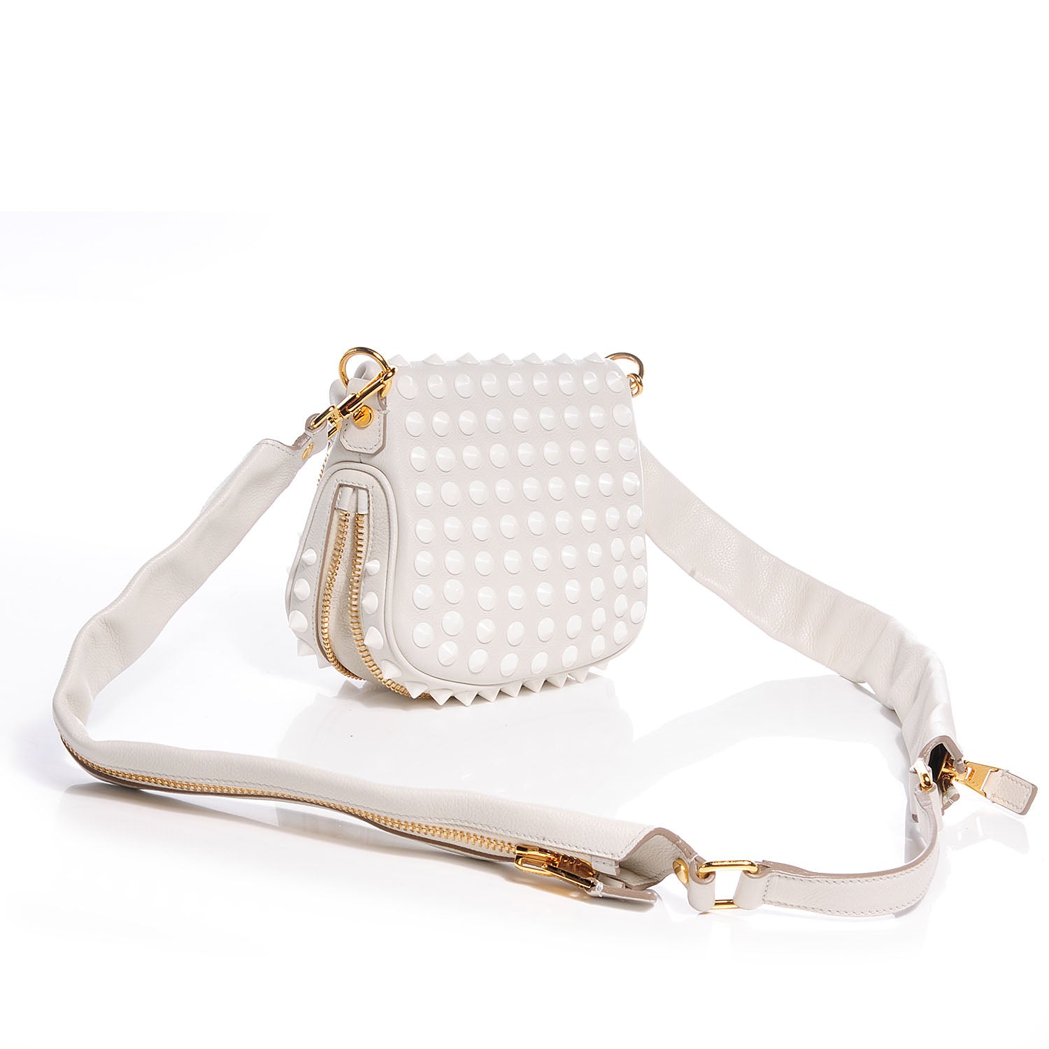 Tom Ford Pebbled Calfskin Studded Mini Jennifer Crossbody White 3 of 9