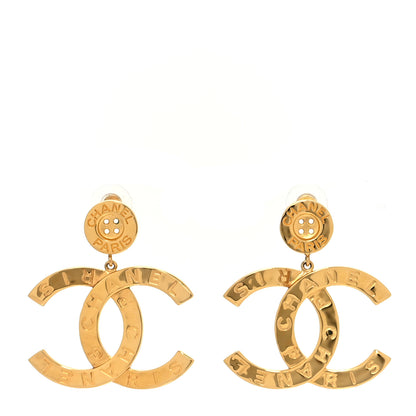 Chanel Metal Large Paris Button Earrings Gold 1 of 5