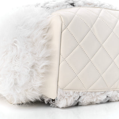 Chanel Glazed Calfskin Shearling Quilted Small Mountain Backpack Brown White 8 of 9