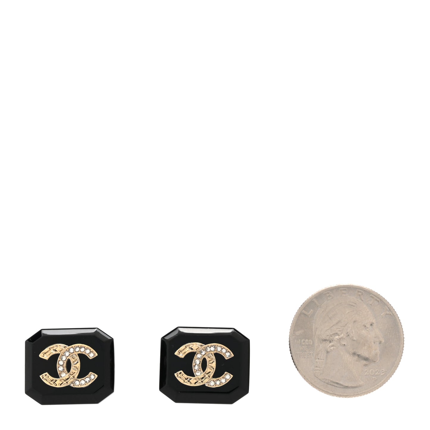 Enamel Strass CC Earrings Black