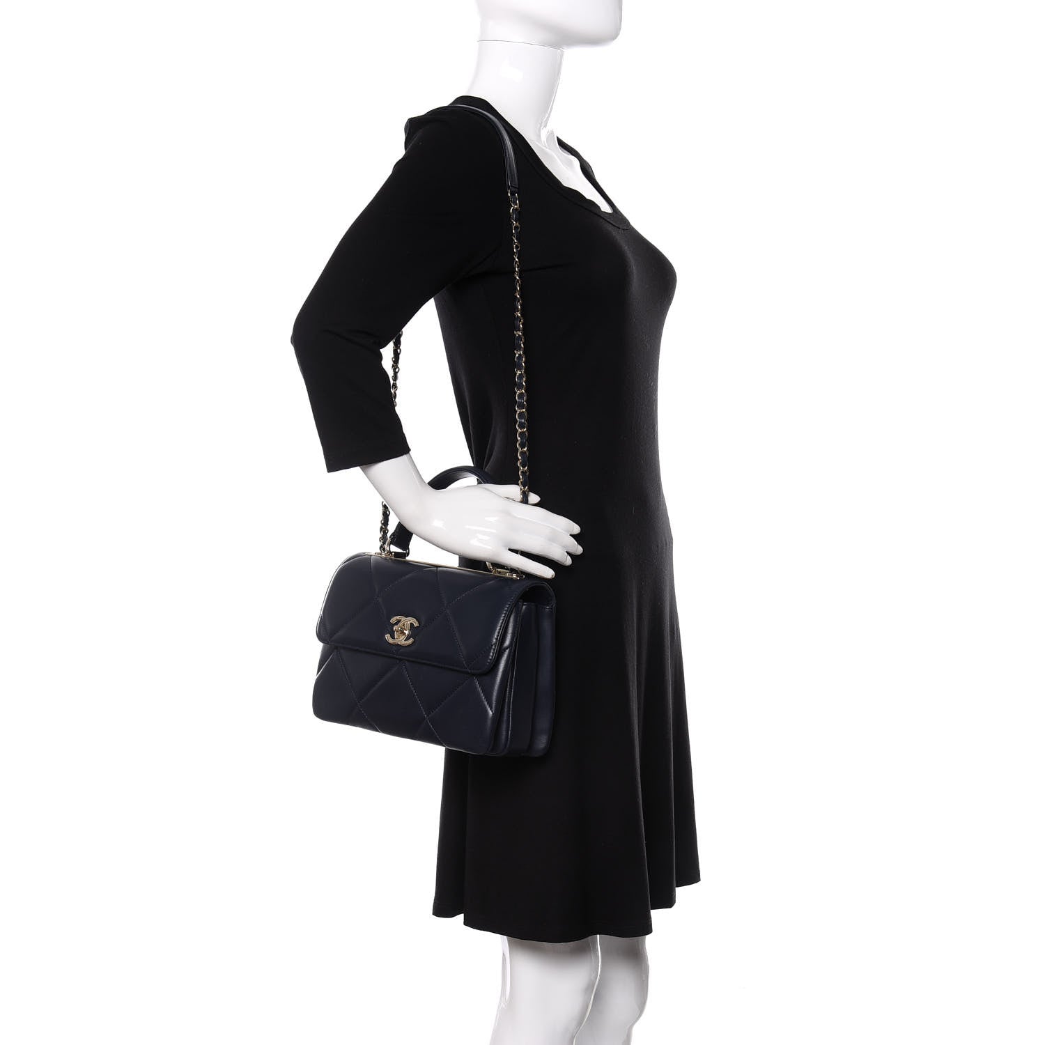 Chanel Lambskin Quilted Small Trendy CC Flap Dual Handle Bag Navy 2 of 13