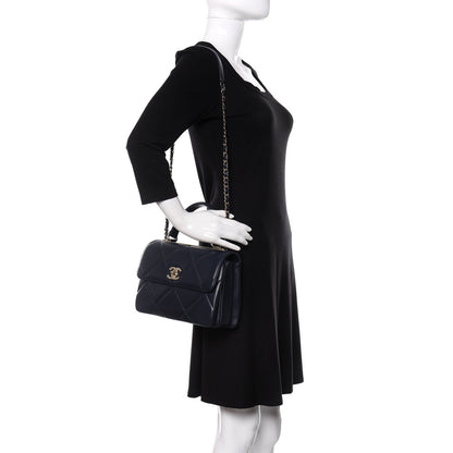 Chanel Lambskin Quilted Small Trendy CC Flap Dual Handle Bag Navy 2 of 13