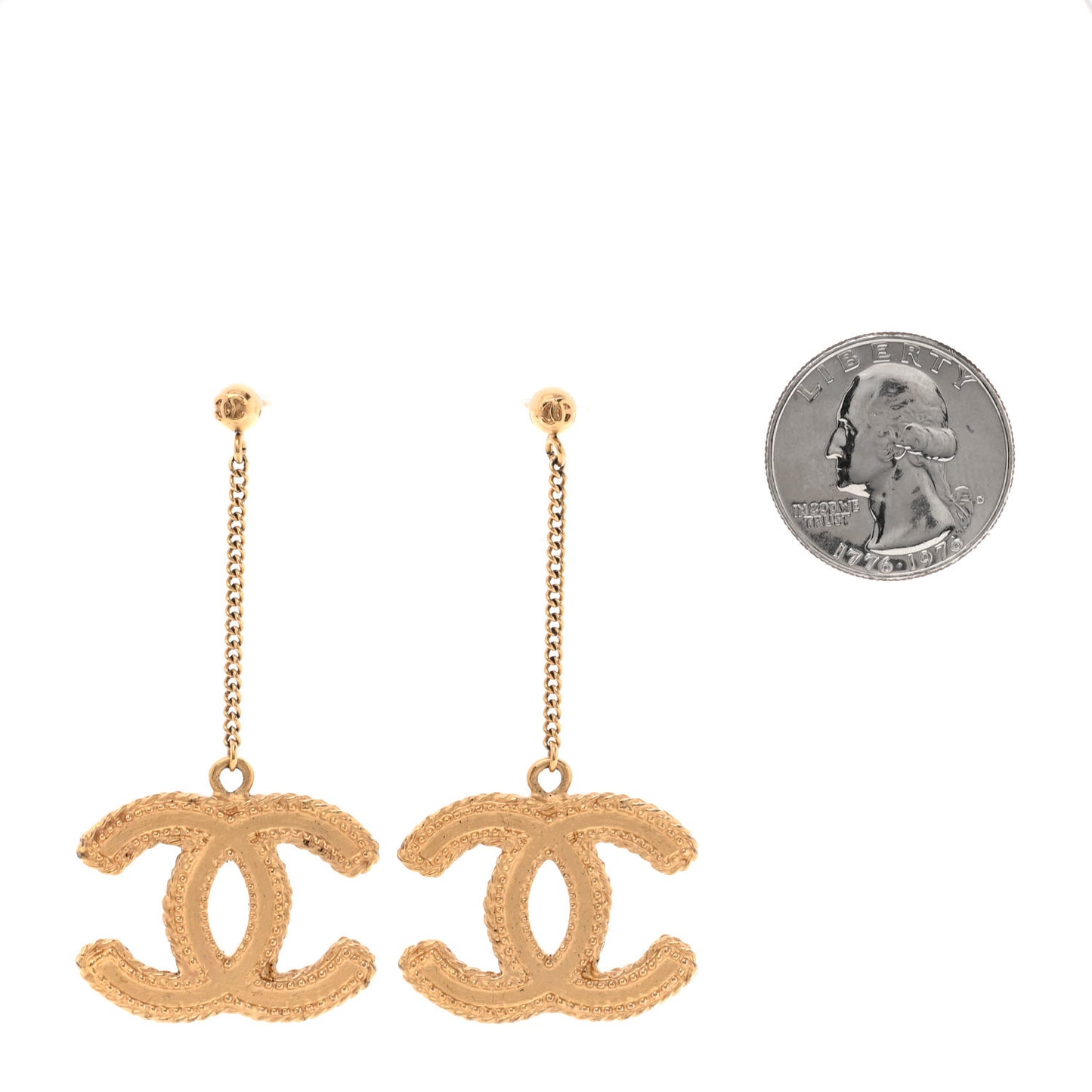 CC Drop Earrings Matte Gold