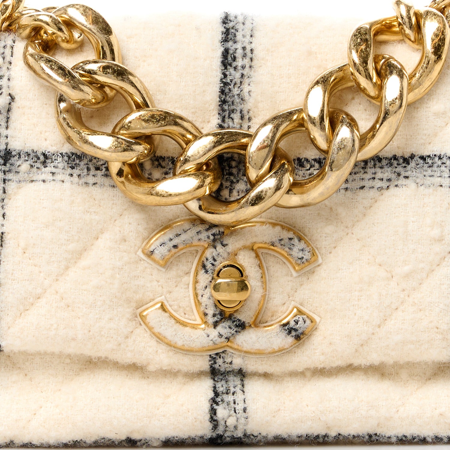 Chanel Wool Tweed Quilted Small Elegant Chain Flap White 8 of 11