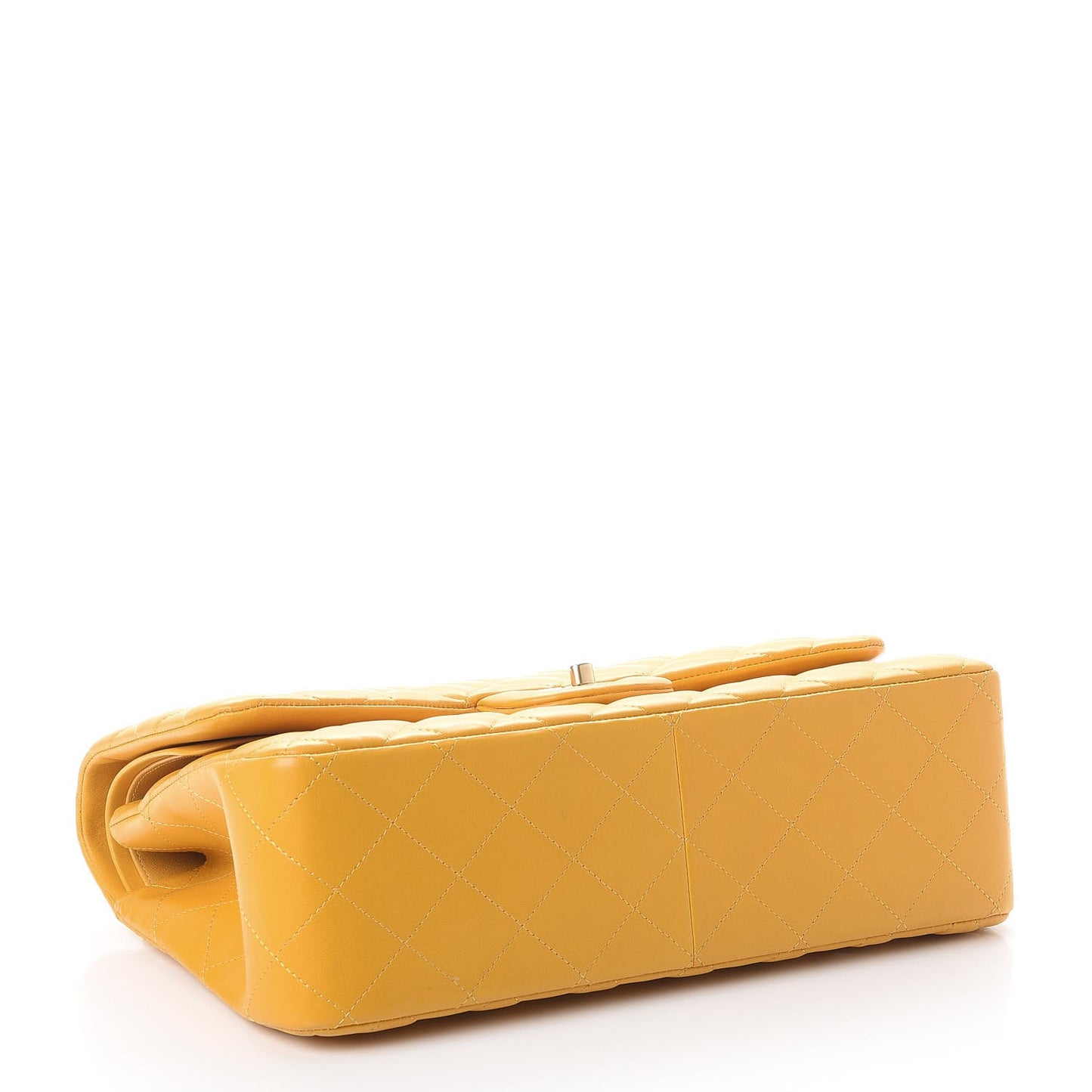 Lambskin Quilted Jumbo Double Flap Yellow