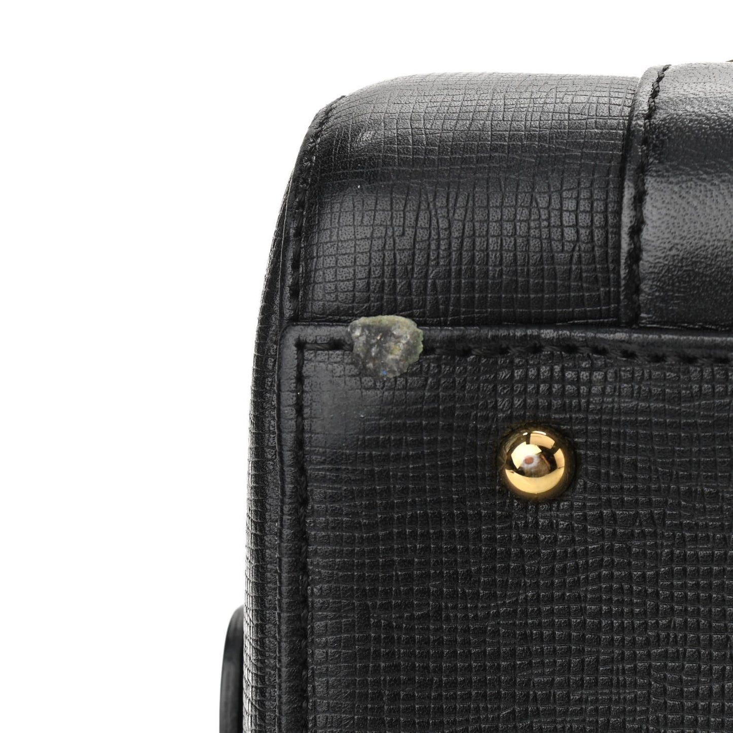 Grained Calfskin Studded Boston Bag Black