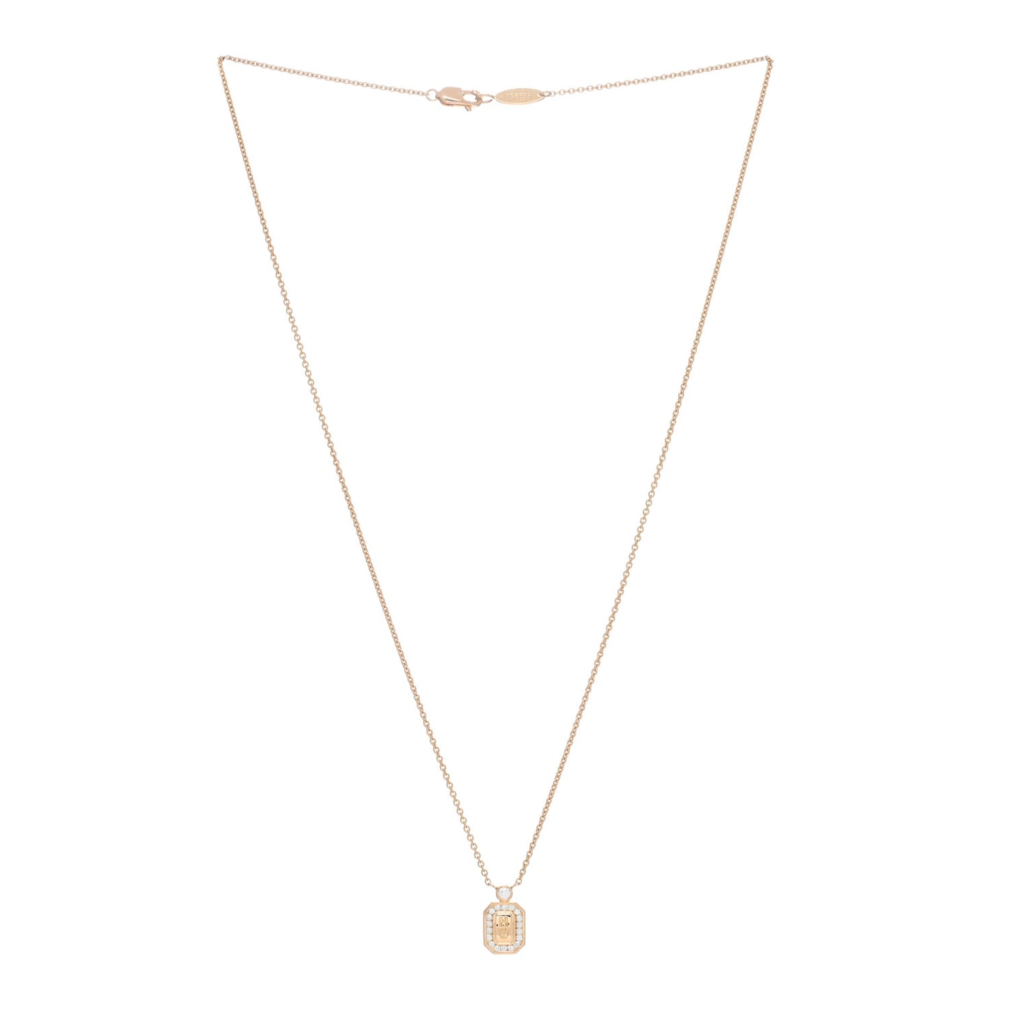 18K Rose Gold Diamond HW Logo Pendant Necklace