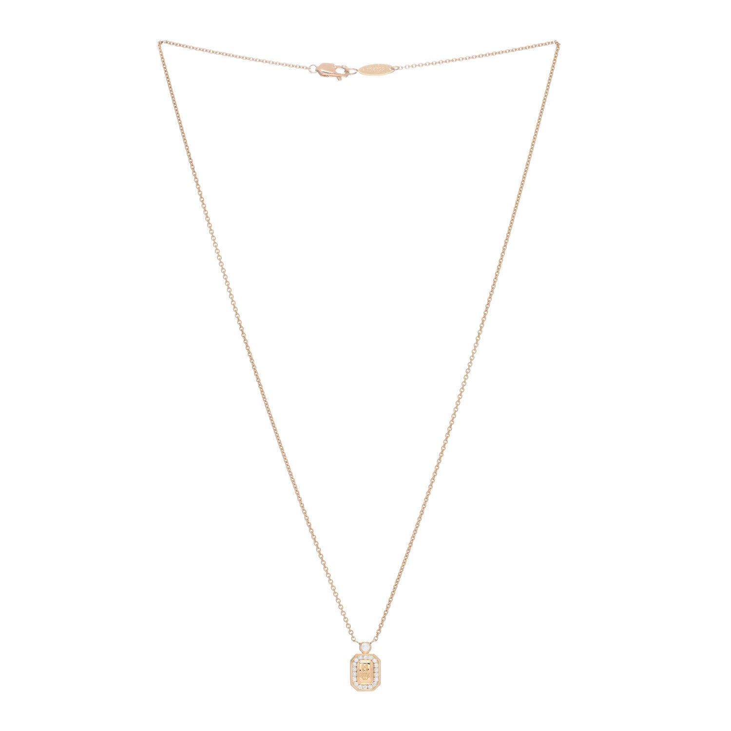 Harry Winston 18K Rose Gold Diamond HW Logo Pendant Necklace 2 of 5