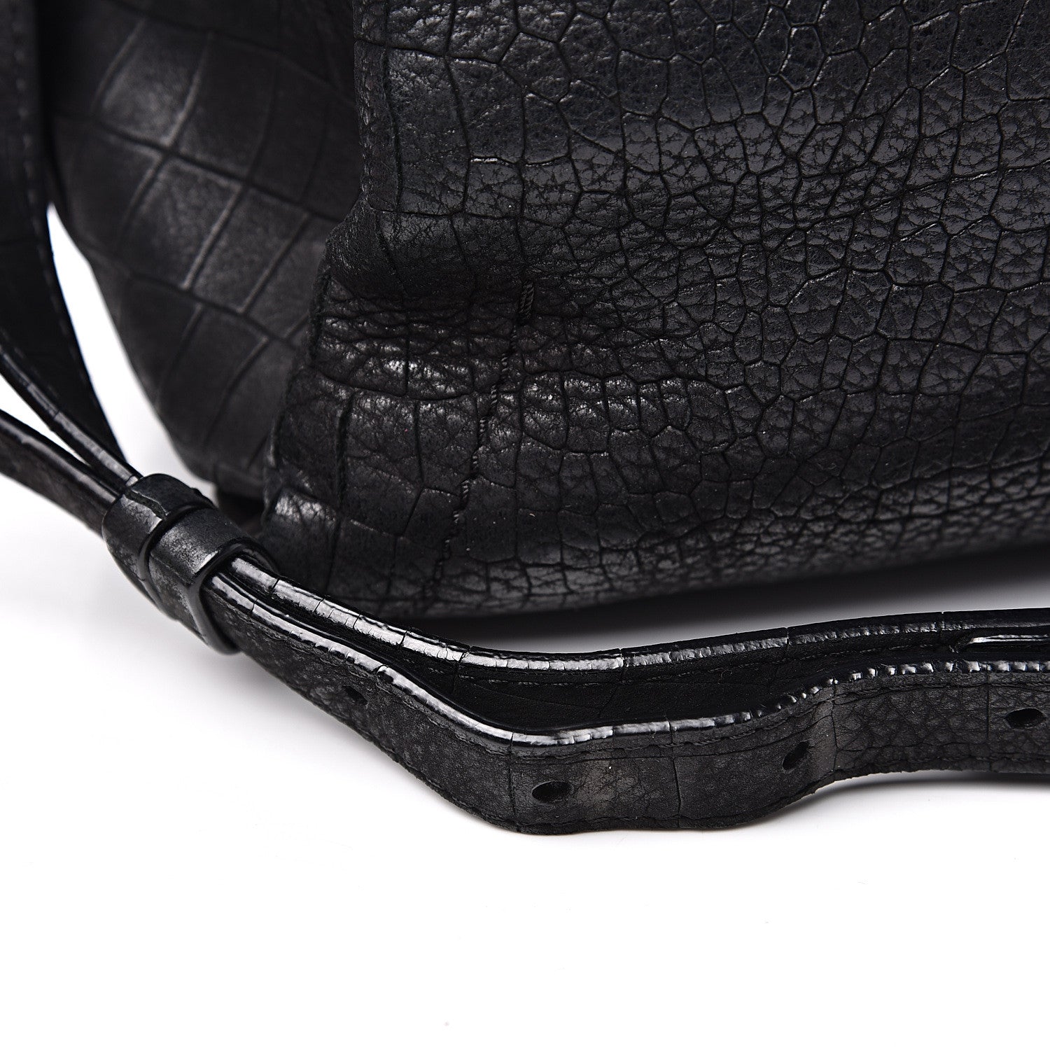 Lanvin Crocodile Stamped Calfskin Trilogy Bowling Bag Black 9 of 14