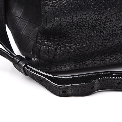 Lanvin Crocodile Stamped Calfskin Trilogy Bowling Bag Black 9 of 14