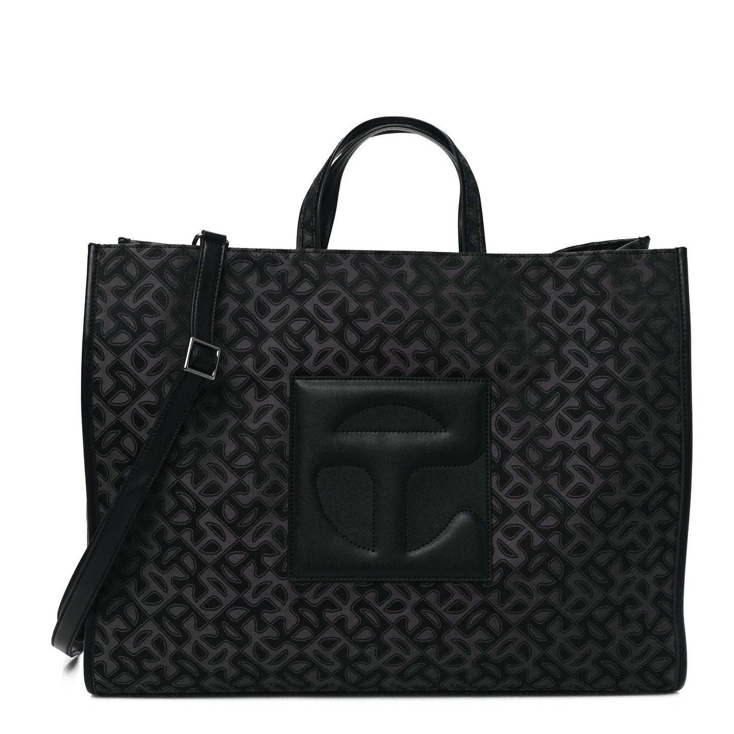 Monogram Jacquard Large Shopping Bag Black