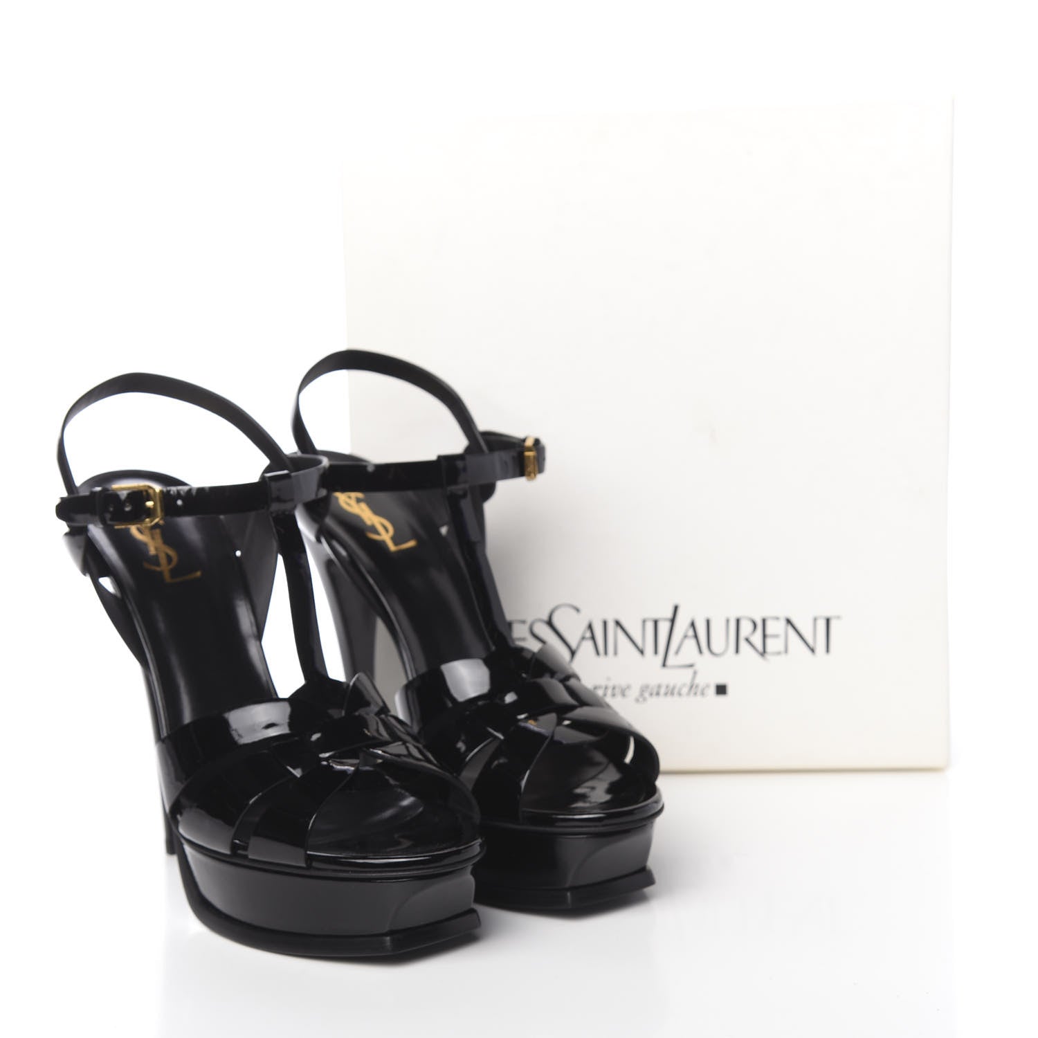 Saint Laurent Patent Tribute 105 Platform Sandals 41 Black 11 of 11
