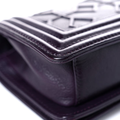 Chanel Calfskin Embossed Small Boy Flap Plum 10 of 21