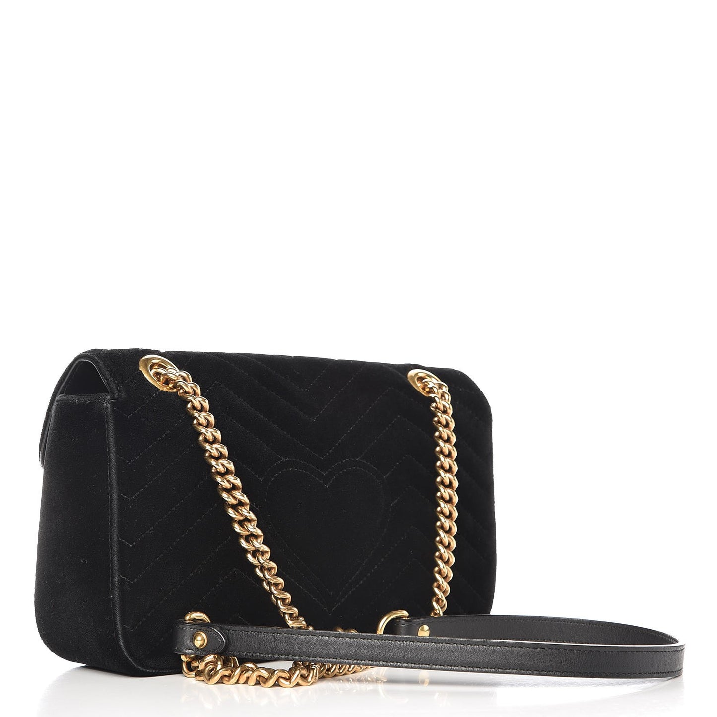 Velvet Matelasse Small GG Marmont Shoulder Bag Black