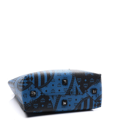 MCM Visetos Baroque Print Kira North South Shopper Tote Blue 4 of 11