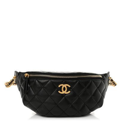 Chanel Shiny Lambskin Quilted Belt Bag Black 1 of 10