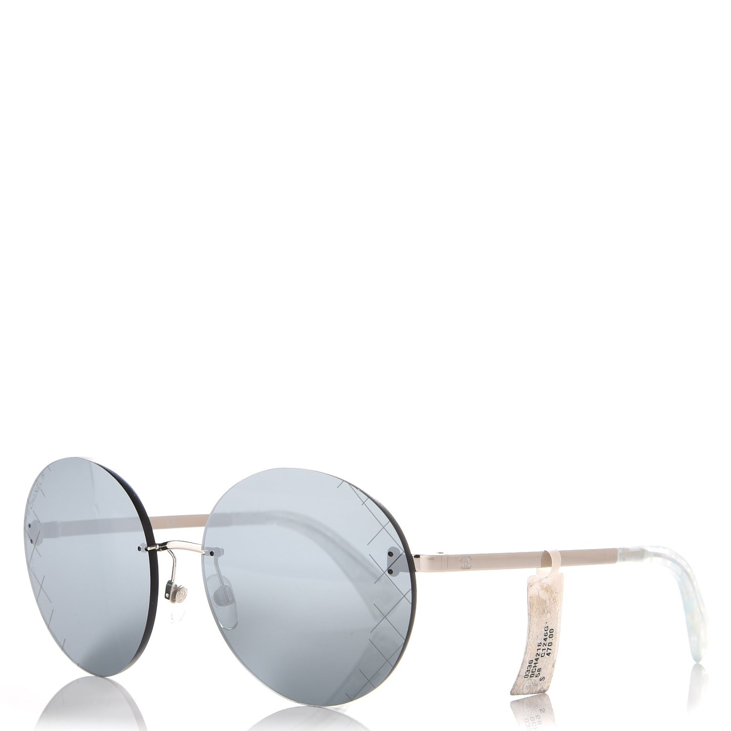Metal Rimless Round Sunglasses 4216 Silver