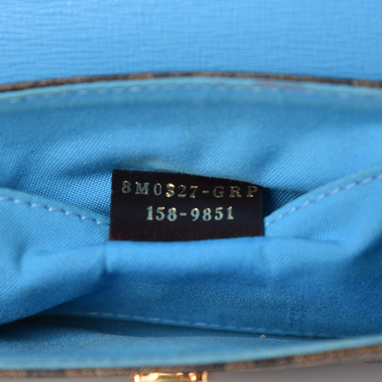 Fendi Zucca Spalmati Vitello Elite Flap Crossbody Bag Tobacco Turchese 9 of 10