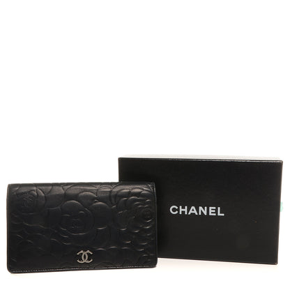 Chanel Lambskin Camellia Yen Wallet Black 5 of 9
