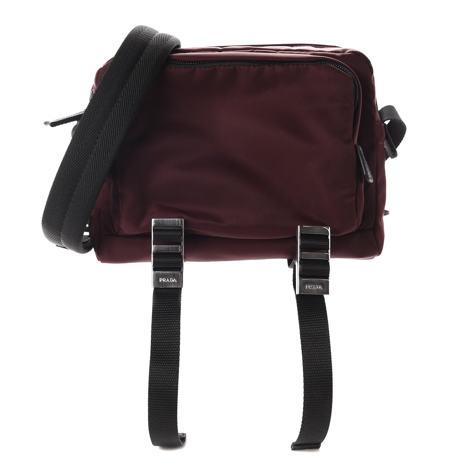Prada Tessuto Nylon Saffiano Crossbody Granato 1 of 11
