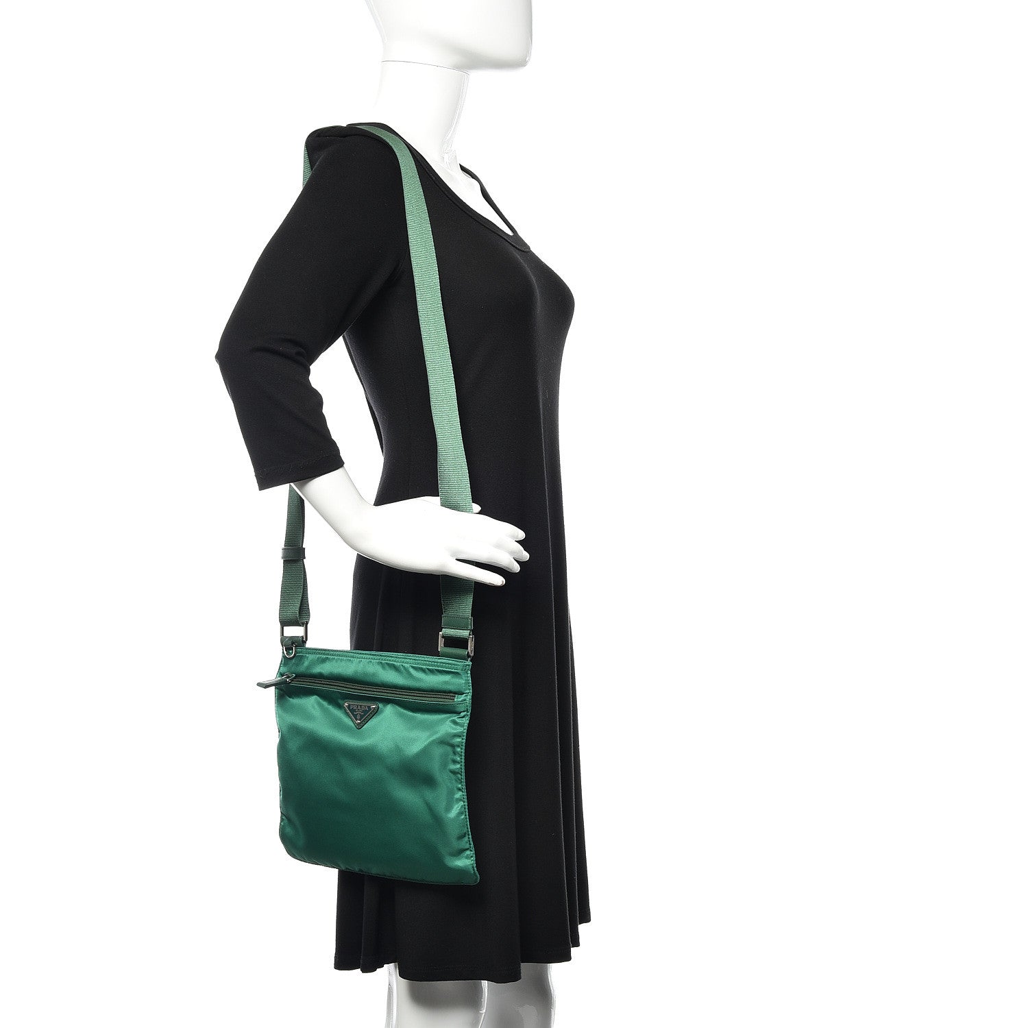 Prada Nylon Vela Flat Messenger Bag Oleandro 2 of 8