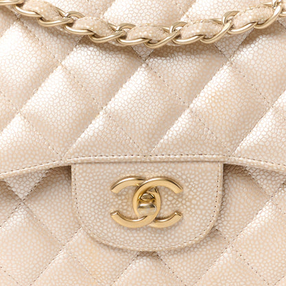 Chanel Iridescent Caviar Quilted Jumbo Double Flap Beige 9 of 13