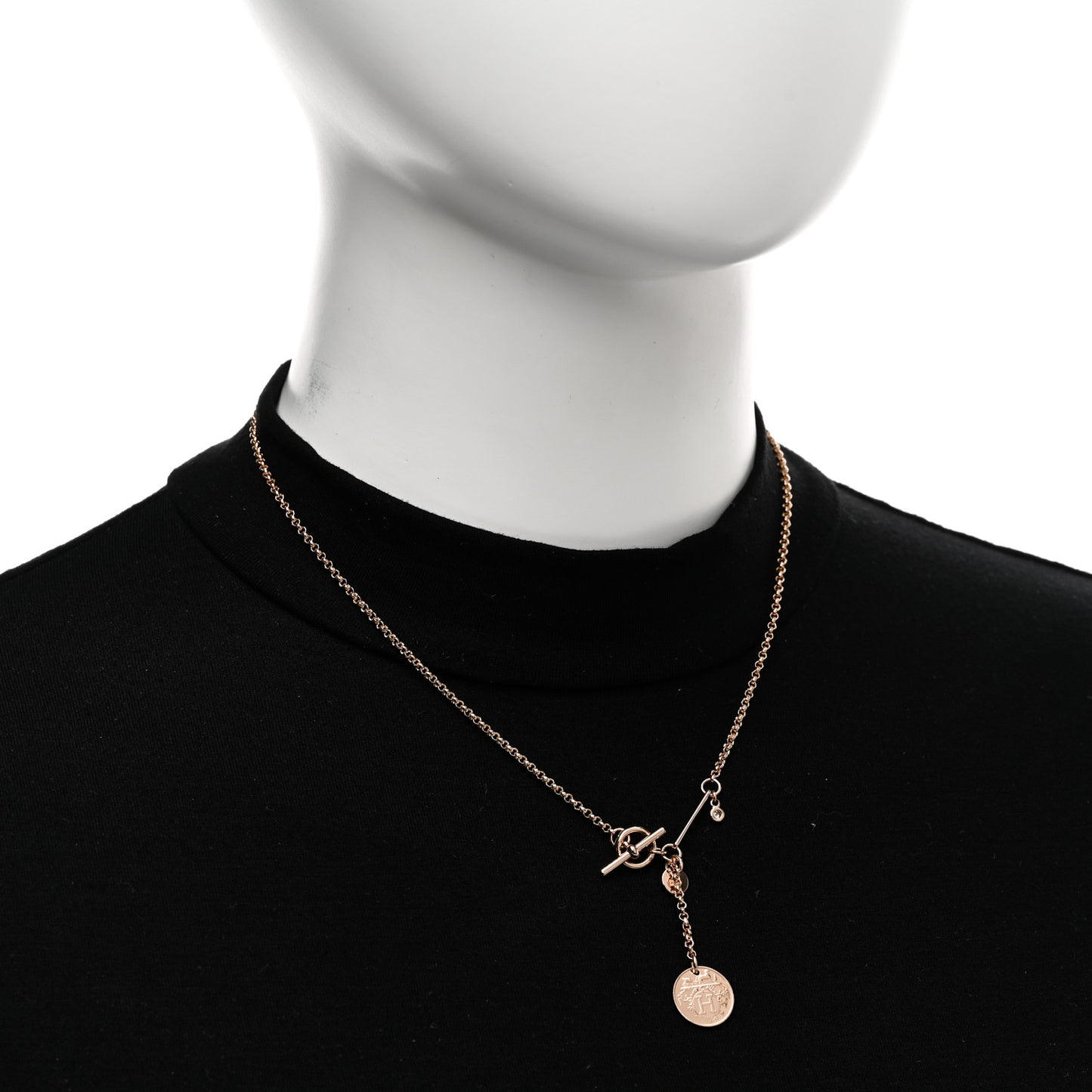 18K Rose Gold Diamond MM Ex-Libris Pendant Necklace