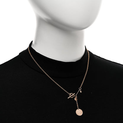 Hermes 18K Rose Gold Diamond MM Ex-Libris Pendant Necklace 2 of 5