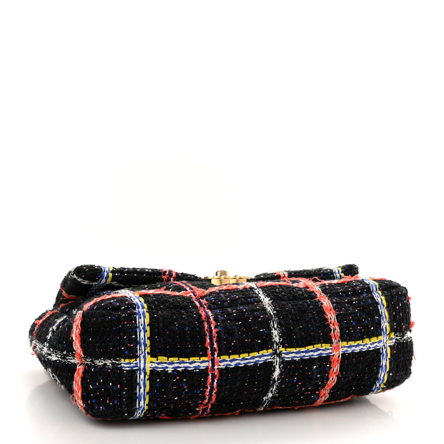 Tweed Quilted Large Chanel 19 Flap Black Orange Blue