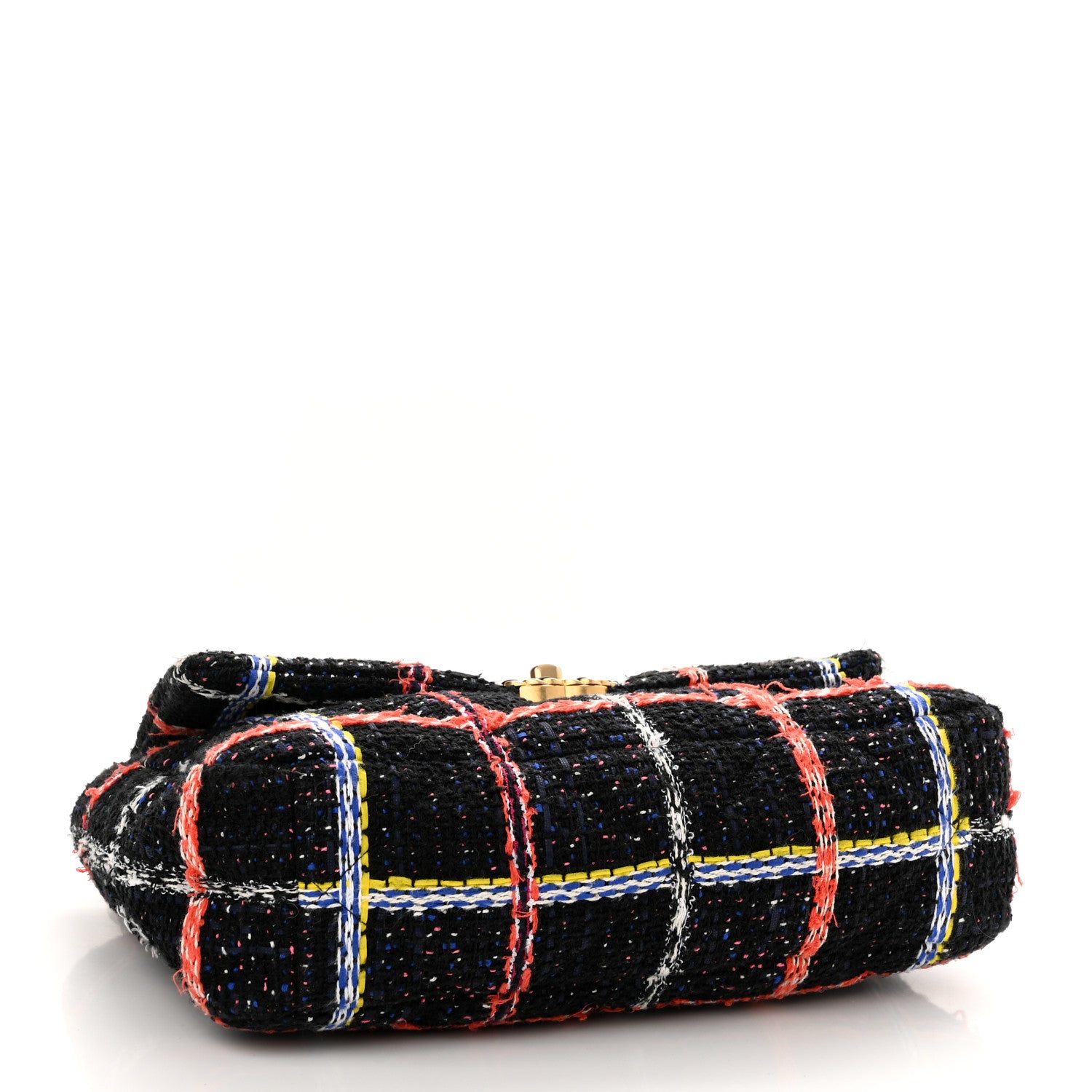Chanel Tweed Quilted Large Chanel 19 Flap Black Orange Blue 5 of 10