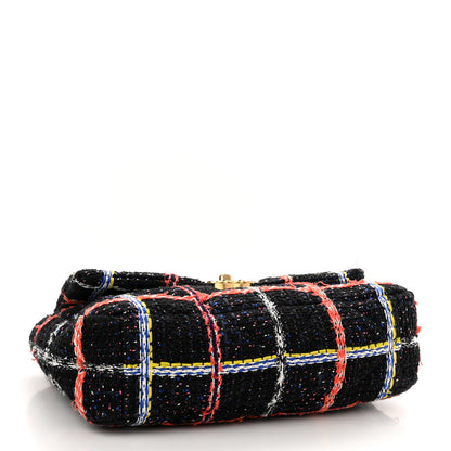 Chanel Tweed Quilted Large Chanel 19 Flap Black Orange Blue 5 of 10