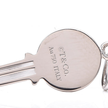 Tiffany 18K White Gold Diamond Mini Modern Keys Round Key Pendant 4 of 5
