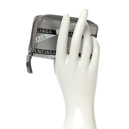 Balenciaga Metallic Calfskin Losange Monogram Everyday Zip Around Card Case Silver Black White 2 of 14