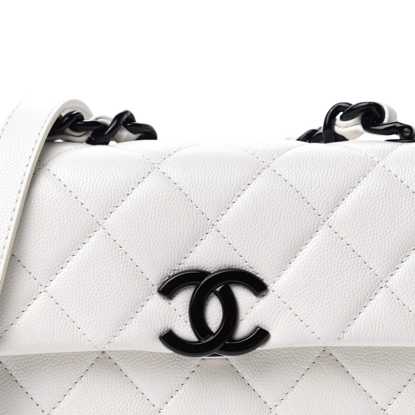 Caviar Quilted My Everything Small Flap White Black