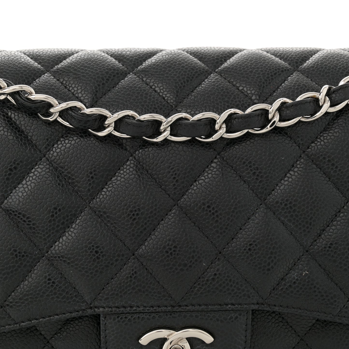 Caviar Quilted Jumbo Double Flap Black