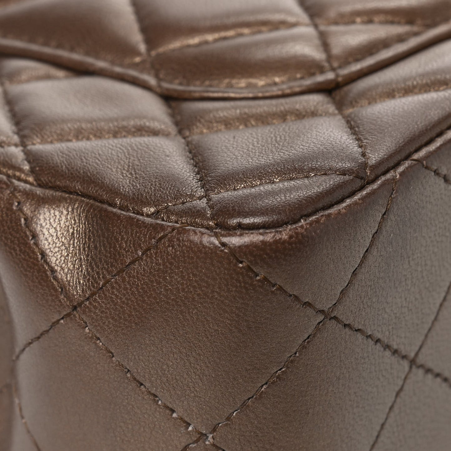 Metallic Lambskin Quilted Mini Rectangular Flap Gold